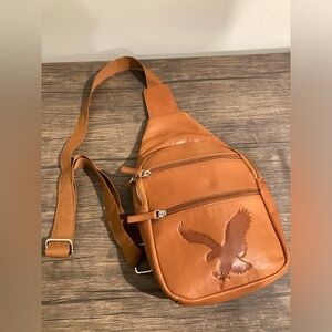 Genuine Leather Eagle Hawk Sling Bag Pack Chest Shoulder Backpack Crossbody